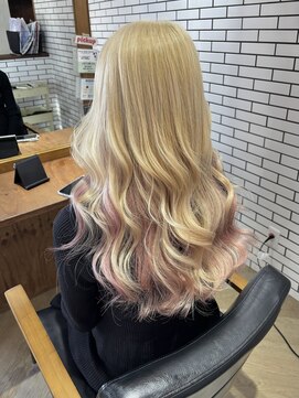 ラフ バイ マグ 南松本(R.A.F. by Mag) 春色◎ミルクティーインナーピンクで韓国風レイヤー