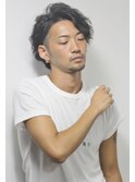 ワイルドアップバングくせ毛風パーマかき上げツイストパーマ