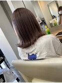 濡れ髪　切りっぱなし　くすみピンク　セミウェットウェーブ