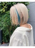 ホワイトミルクティー×ミントアッシュ×透明感×ロブヘア