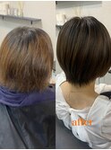 ◇弱酸性縮毛+超高濃度水素+トリートメント