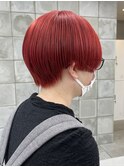 レッドカラー　赤髪　暖色　レッドヘア　ショートヘア