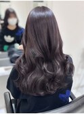 韓国風ヘア ロング 巻き髪 ダークパープル バイオレット