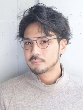 インセプション 銀座(INCEPTION) センターパート/スペインカールニュアンスパーマ/ダークアッシュ