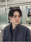 メンズ　センターパート　ツイストスパイラルパーマ