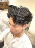 Haleメンズ刈り上げセンターパートニュアンスパーマたまプラーザ