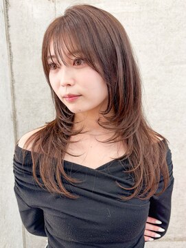 ロンドホットリップ 立川(Lond hot lip) グレージュブラウン/ミディアムレイヤー/韓国巻き/顔周りカット