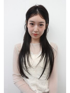 ネルケ 立川(nelke) 韓国風顔周りレイヤー黒髪ロングシースルーバング暗髪立川