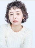 SHORT［ランダムパーマ・シースルー・デザインカラー］