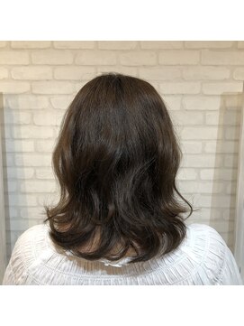 ブルー(BLUE) セミロング×グレージュ