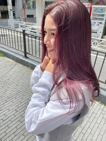 ヘアー アレス(hair ales) 赤髪　ベリーピンクカラー　ブリーチカラー　韓国ヘア　