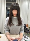似合わせカット　ロング　フルバング　姫カット　縮毛矯正
