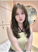 人気ハッシュカット ミディアムレイヤー くびれヘア韓国ヘア大宮