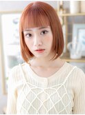ぱっつん前髪ミルクティーピンク小顔ミニボブc6戸頭10代20代30代