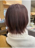 ピンクベージュ／くびれボブ