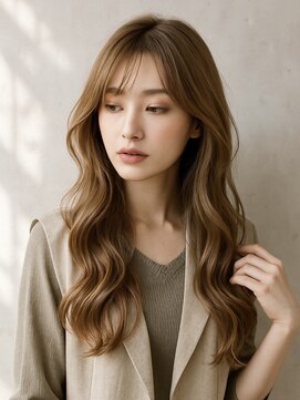 ダリア(Dahlia) 柔らかベージュカラーで魅せる大人のナチュラルウェーブロング