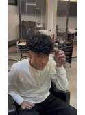 重めスペインカールパーマ/メンズ/刈り上げ/眉毛/ツイスト