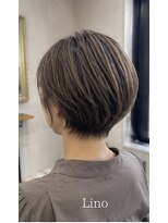 髪質改善Lino hair/縮毛矯正/白髪ぼかし/ハイライト/メンズカット【リノヘア】 糸ハイライト/白髪ぼかしハイライト/丸みショートボブ