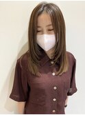 顔周りレイヤーカット髪質改善ワンカール姫カットペールベージュ