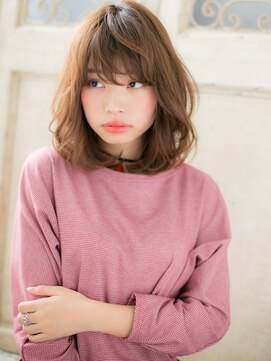 大波純一美容室パーティハン オレンジベージュニュアンスパーマロブa小山10代20代30代