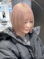 ラック 表参道(LUCK)&nbsp;ハイトーンボブ/ペールピンク/ピンクベージュ/ぱつっとボブ