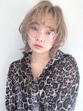 アルバム 銀座(ALBUM GINZA) ナチュラルウルフ_毛先パーマことりベージュ_56829