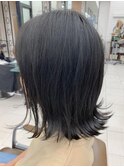 外ハネ×ネイビーグレージュ