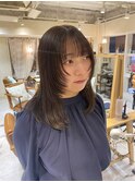 顔周りハイレイヤー/暗めカラー/オリーブベージュ