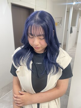 ヴィア(Via) ネイビーブルー/ダブルカラー/ハイトーン/ブルー