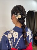 浴衣　編み下ろし　ヘアアレンジ　和装