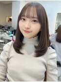 小顔前髪カット顔まわり大人かわいいミディアムレイヤー