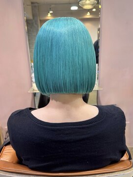 セット(Sete) 切りっぱなしボブ×ハイトーン ブルーカラー