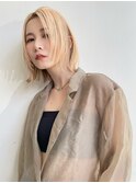 ブロンドベージュ フェイスレイヤーボブ似合わせ小顔t58