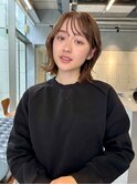 レイヤーボブシースルーバングマロンブラウン
