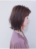 イヤリングカラーピンク♪大人可愛い20代30代40代前下がりボブ