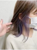外ハネボブイヤリングカラーラベンダーケアブリーチ