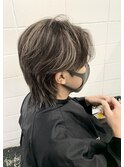 メンズハイライト/センターパート/刈り上げマッシュ