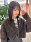 オリーブグレー×切りっぱなしストレート
