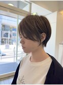 大人ラフウェーブ20代30代40代ボブブラウンスウィングショート