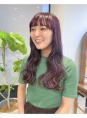暖色系パープル艶髪ウェーブワイドバング【カミケン方木田店】
