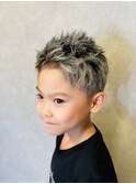 10代20代30代ホワイトメッシュハイライト刈り上げツーブロック
