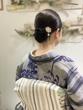 ヘアセットサロンエッジ(Edge) ショートヘアさんの浴衣でお仕事アップヘア