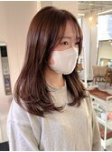 大人可愛い20代30代40代内巻きレイヤー×ココアベージュ