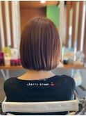イメチェン小顔前髪ボブ×大人可愛いチェリーブラウン