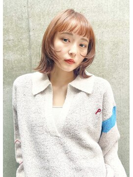 アンサム 下北沢店(UNSOME) 顔まわりウルフボブ/ボブ/オレンジベージュ