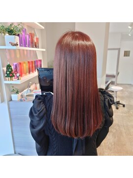 オナー(honor) 20代30代ピンクカラーシースルーバンク艶感ストレート透明感