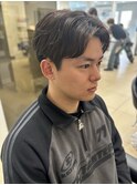センターパート×シークレットパーマ