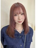 顔周りカット×ピンクヘア