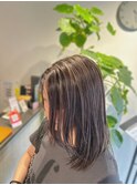 美髪ハイライトカラー×ミルクティーベージュ