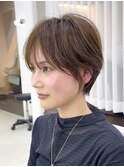 小顔似合わせカットメルティカラーナチュラル大人ショートボブ 